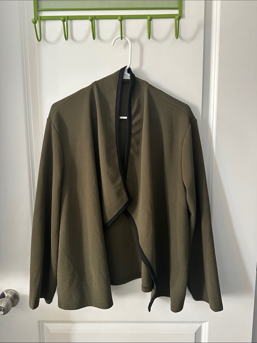 Olive Open-Front Drape Jacket - Women